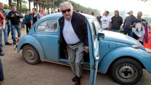 Mujica in his Volkswagen Beetle bought in 1987. 